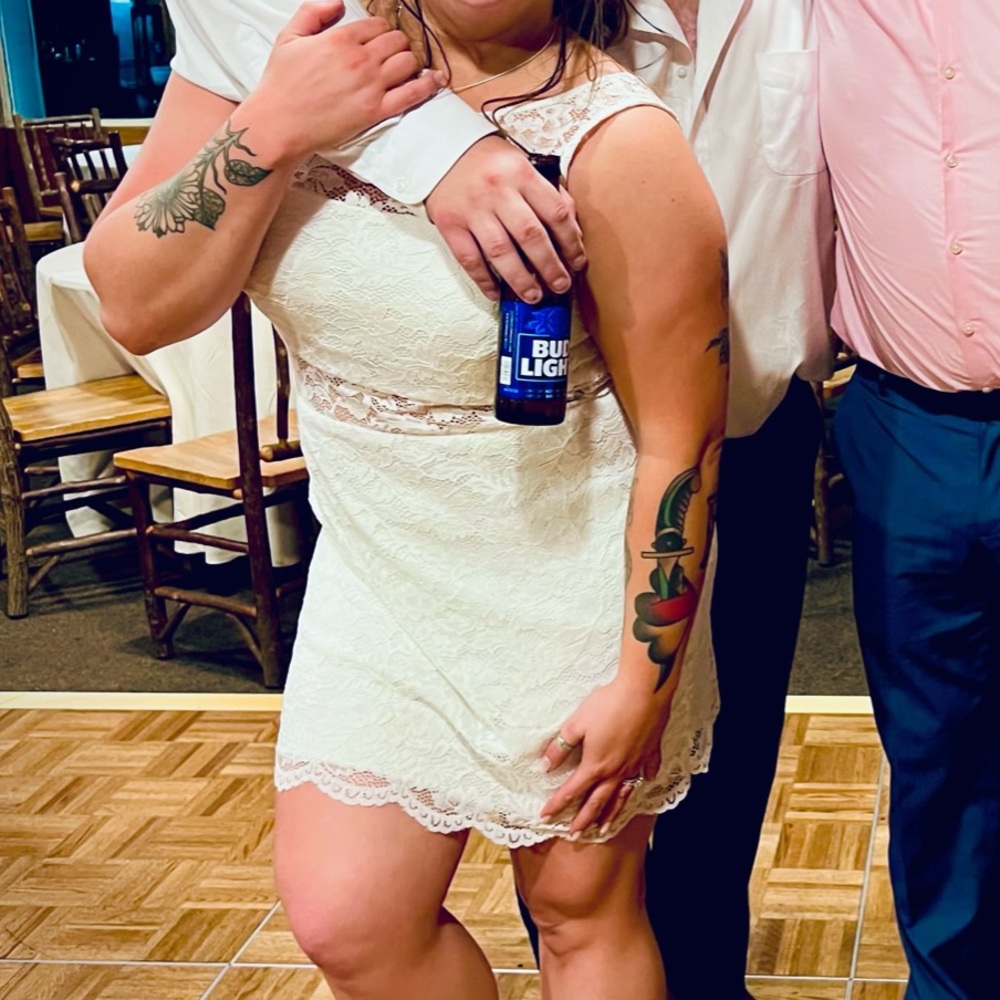 David’s bridal short white dress